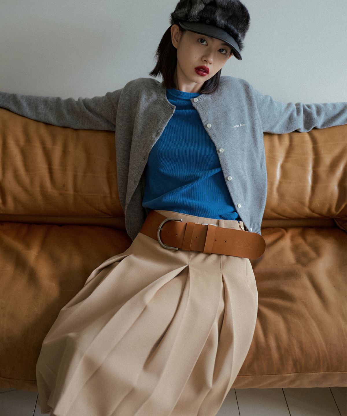 오버듀플레어(OVERDUEFLAIR) WOOL PLEATED SKIRT_BEIGE