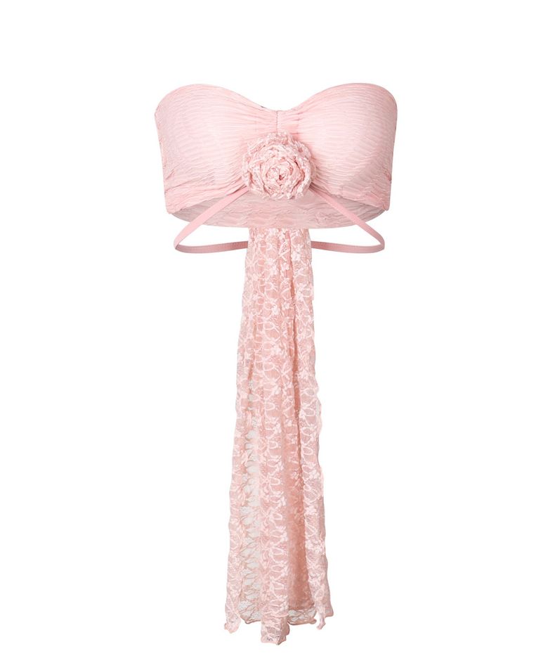 2Way String Shirring Tube Top_[Pink]