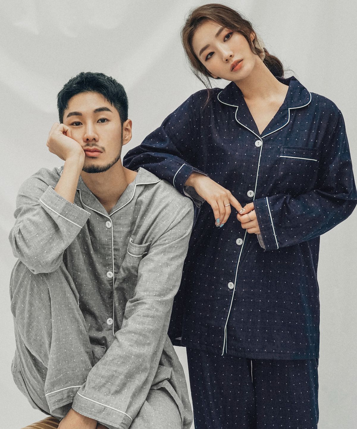 파란(PALAN) 데일리도트 순면 커플 잠옷 파자마 세트