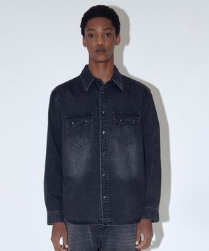 모노 웨스턴 데님 셔츠 블랙 IESH4F104BK