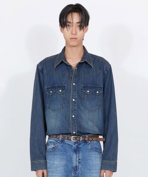 모노 웨스턴 데님 셔츠 블루 IESH4F104B2