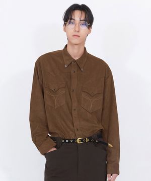 프리즘 웨스턴 스웨이드 셔츠 브라운 IESH4F103W2