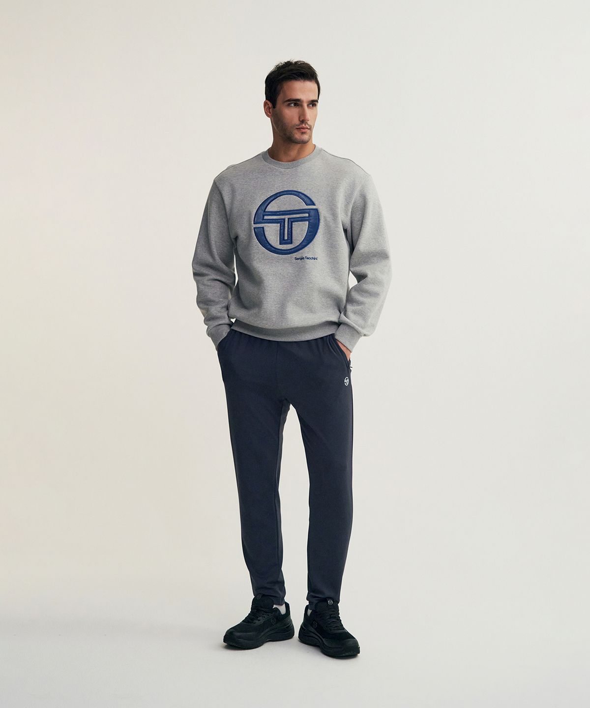 세르지오 타키니(SERGIO TACCHINI) M 데일리 기모 빅로고 맨투맨 (Melange Grey)
