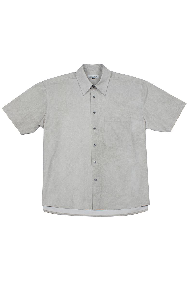 Rocky surface cotton Half shirts (cement ivory)