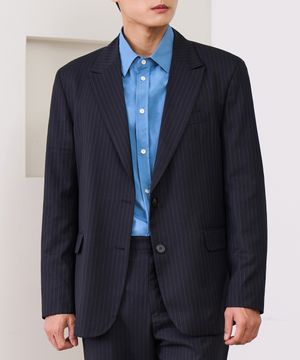 스트라이프 싱글 블레이저 (NAVY)