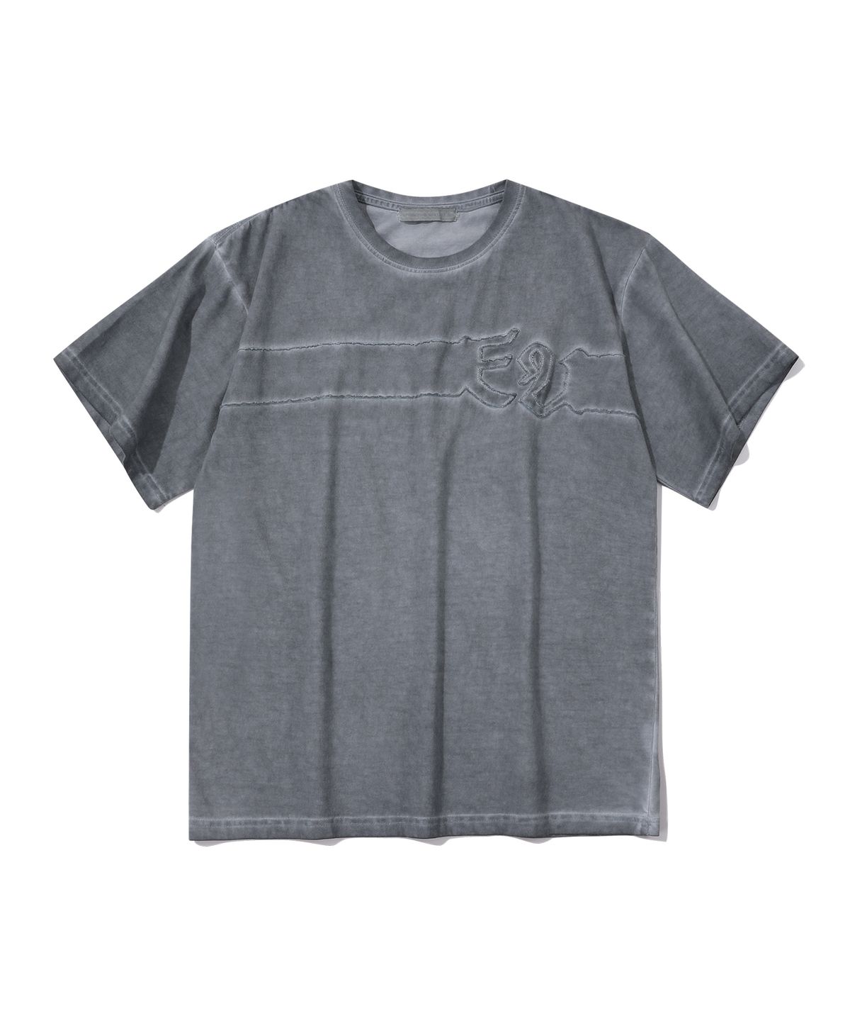 에피소드 언타이틀(EPISODE UNTITLED) LUNA WASHED SIGNATURE APPLIQUE T-SHIRT_BLUE GREY