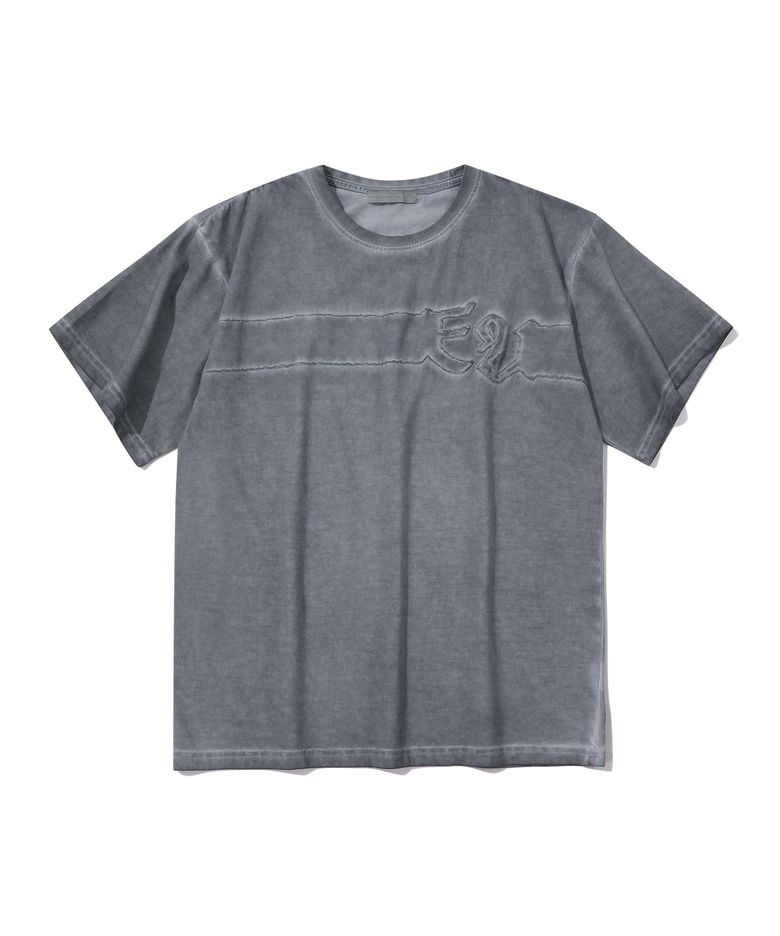 LUNA WASHED SIGNATURE APPLIQUE T-SHIRT_BLUE GREY
