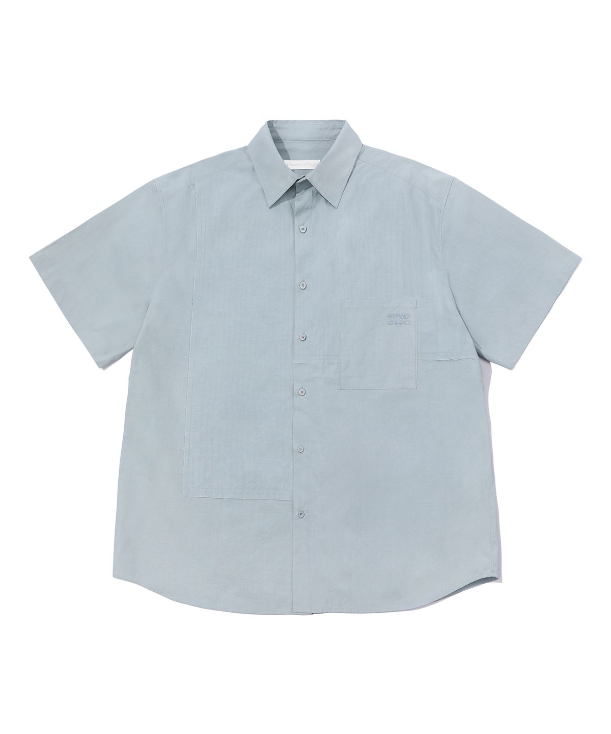 에피소드 언타이틀(EPISODE UNTITLED) MATCH CHECK POCKET HALF SLEEVES SHIRTS_GREY BLUE