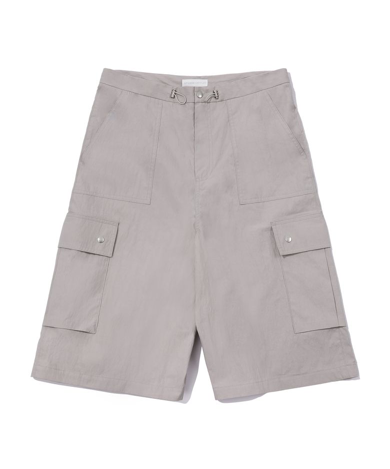 STRING LOGO PRINT BERMUDA CARGO PANTS_GREY