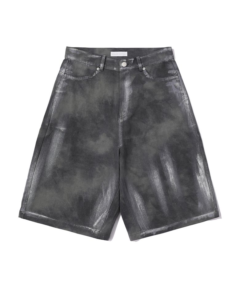 HAND PAINTING DYEING BERMUDA PANTS_MIX KHAKI
