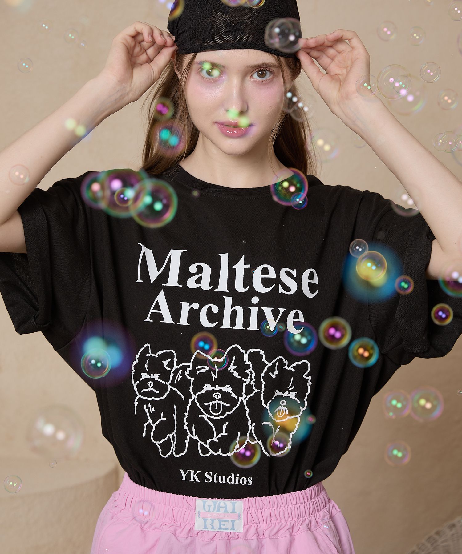 MUSINSA | WAI KEI Maltese archive line graphic half sleeve T