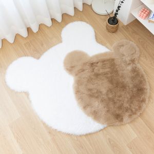 곰돌이 얼굴 양모 러그 카페트