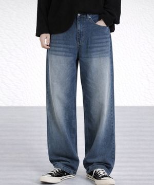 빈티지 워싱 와이드핏 데님팬츠