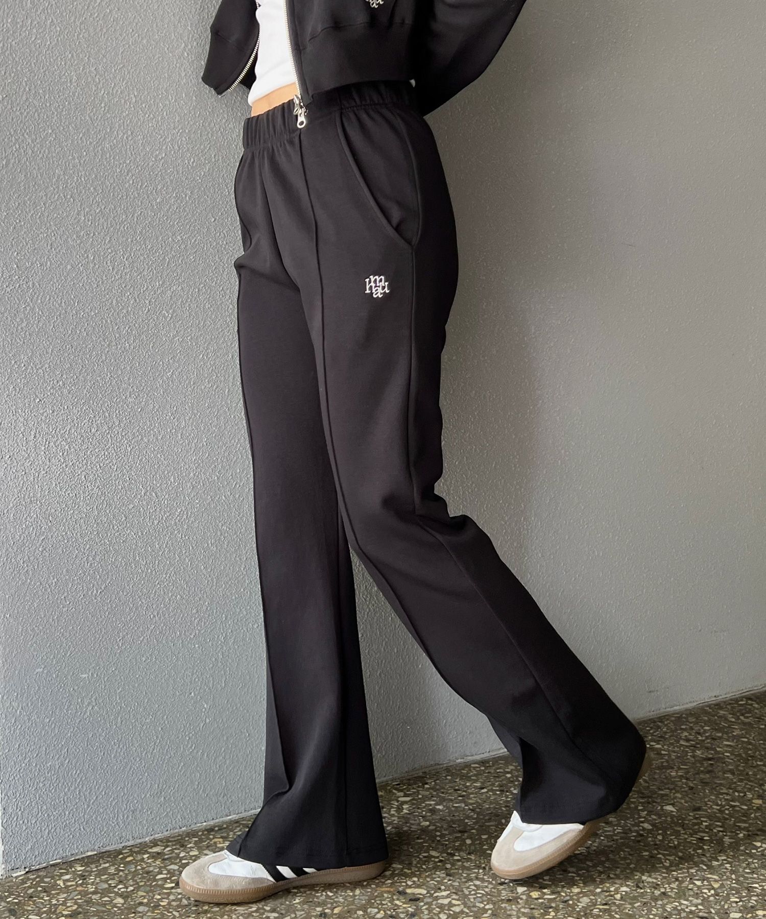 ●muahmuah● Logo Stitch Line Pants Black _MUP24802_ MUSINSA | MUAHMUAH Logo stitch line pants [black]