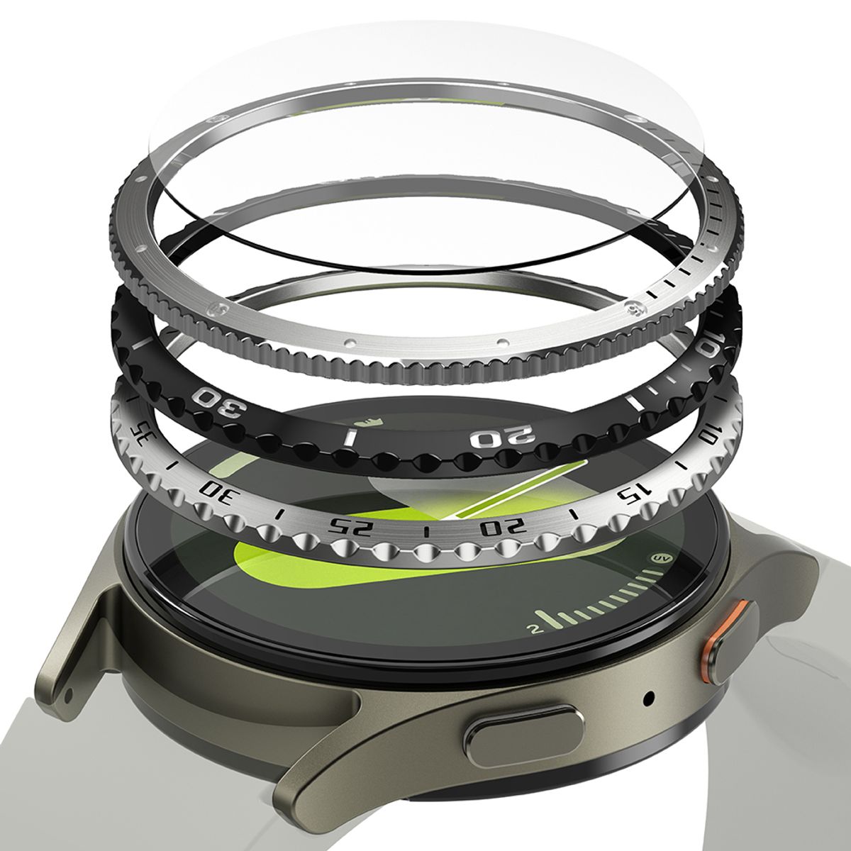 링케(RINGKE) 갤럭시워치7 베젤링 스타일링 케이스 40mm 44mm 강화유리 필름 콤보