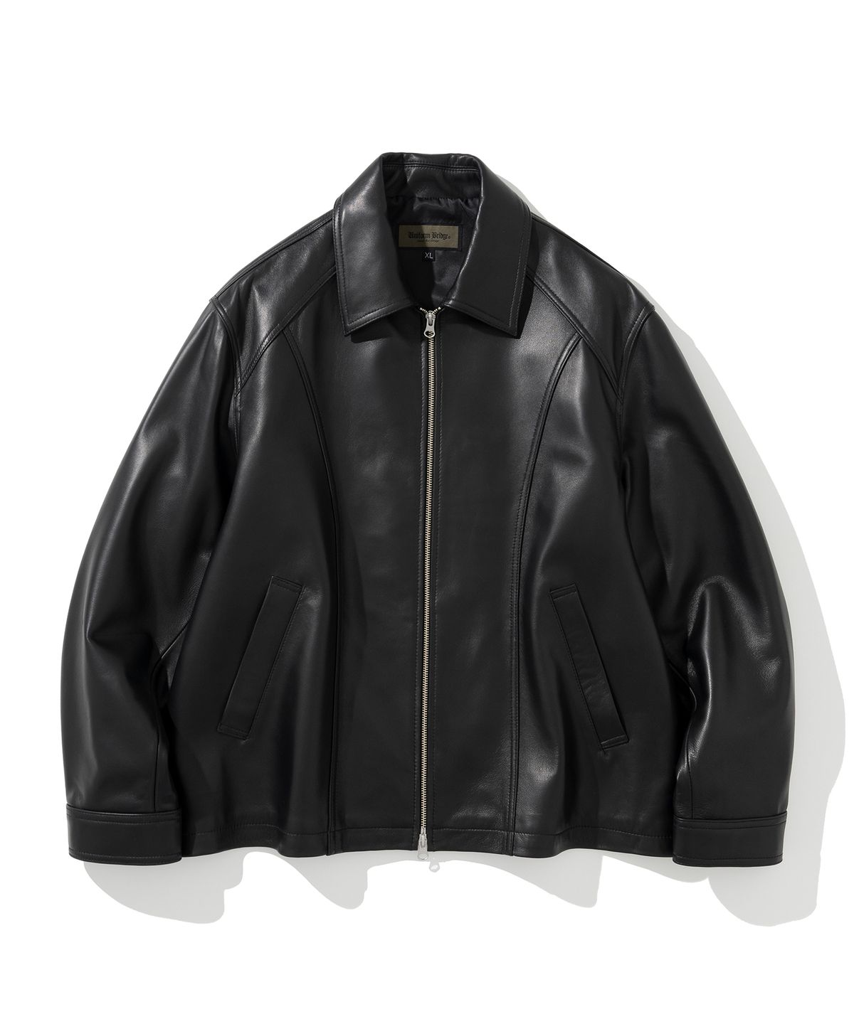 유니폼브릿지(UNIFORM BRIDGE) leather drizzler jacket black