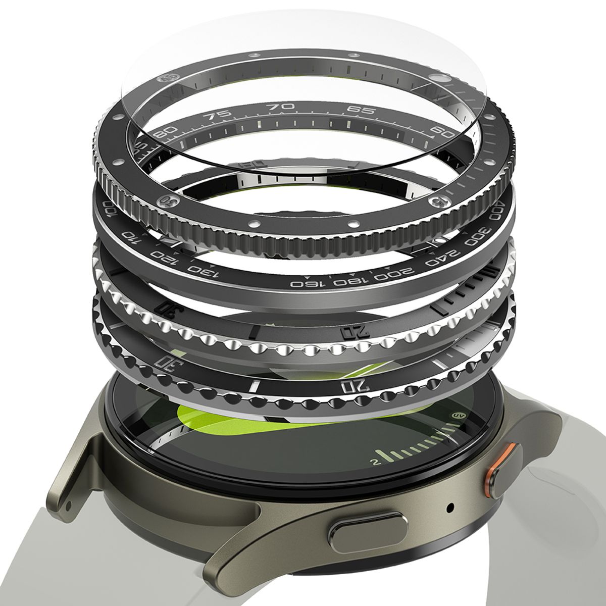 링케(RINGKE) 갤럭시워치7 프리미엄 베젤링 스타일링 케이스 40mm 44mm 강화유리 필름 콤보