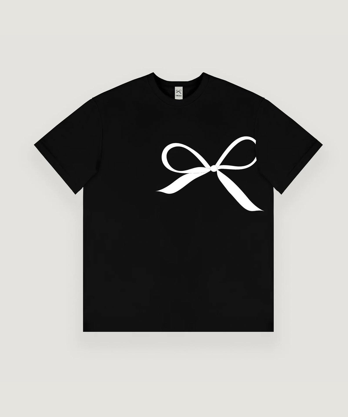 유베이지(UBEIGE) 리본 반팔 티셔츠 (Black)