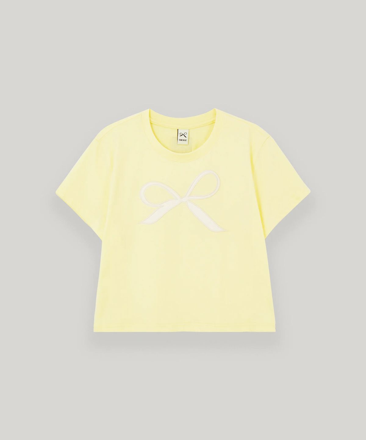 유베이지(UBEIGE) 리본 세미크롭 반팔티셔츠 (Yellow)