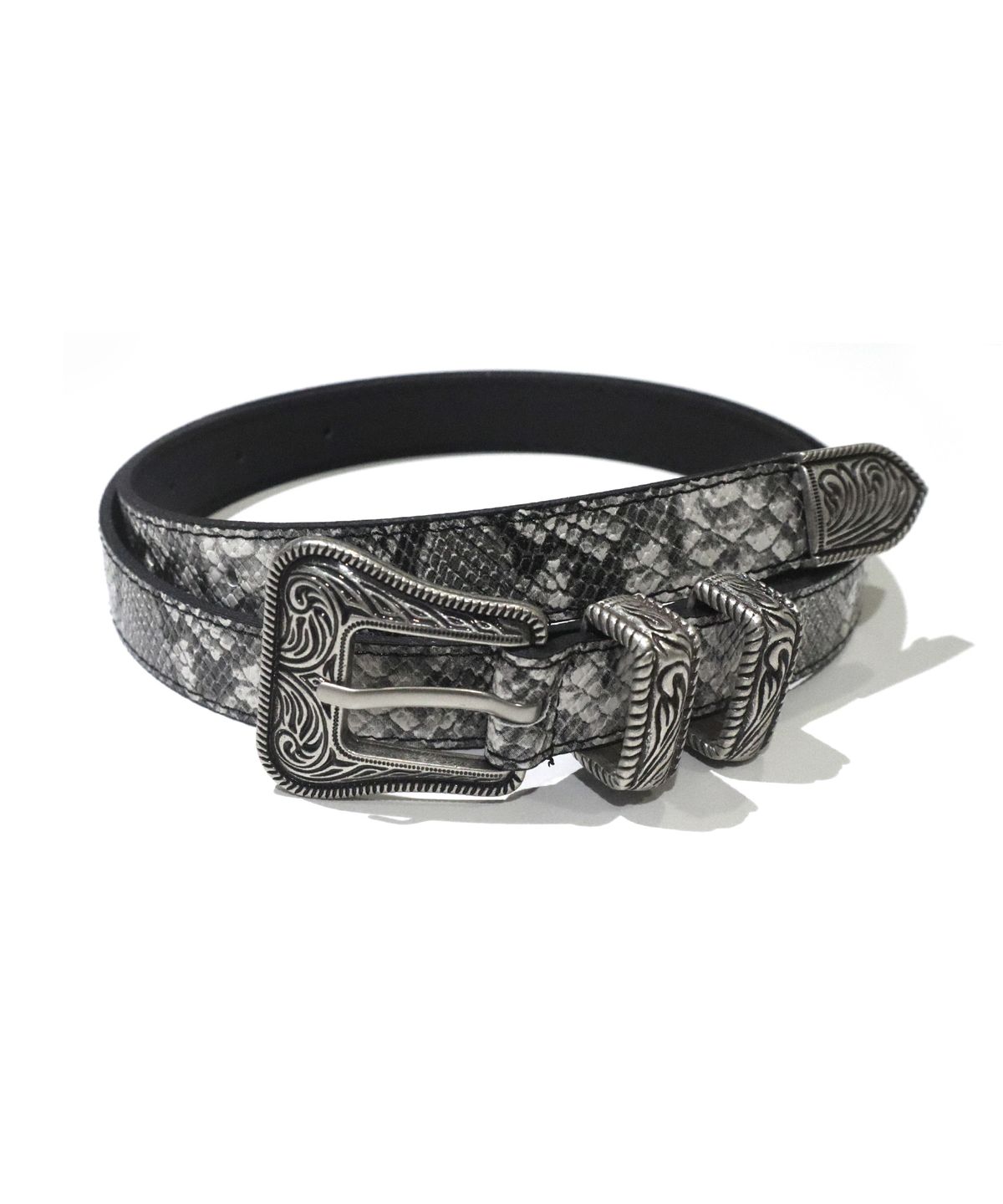 하우스 락 클럽(HOUSE ROCK CLUB) CONTRY ROCK WESTERN BELTS - WHITE SNAKE SKIN