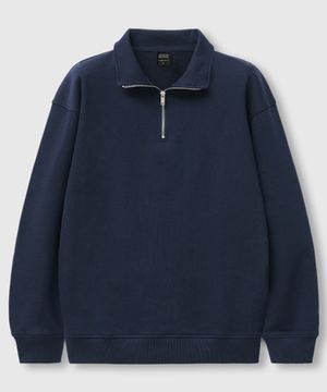 오버핏 하프집업 카라넥 스웨트 셔츠 [네이비]