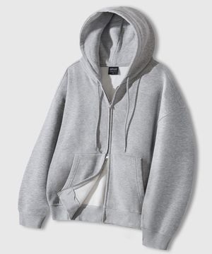 2WAY 오버핏 스웨트 후드 집업 [그레이]