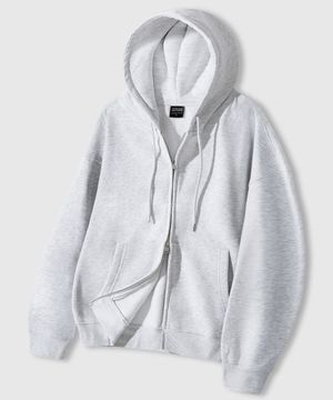 2WAY 오버핏 스웨트 후드 집업 [화이트 멜란지]