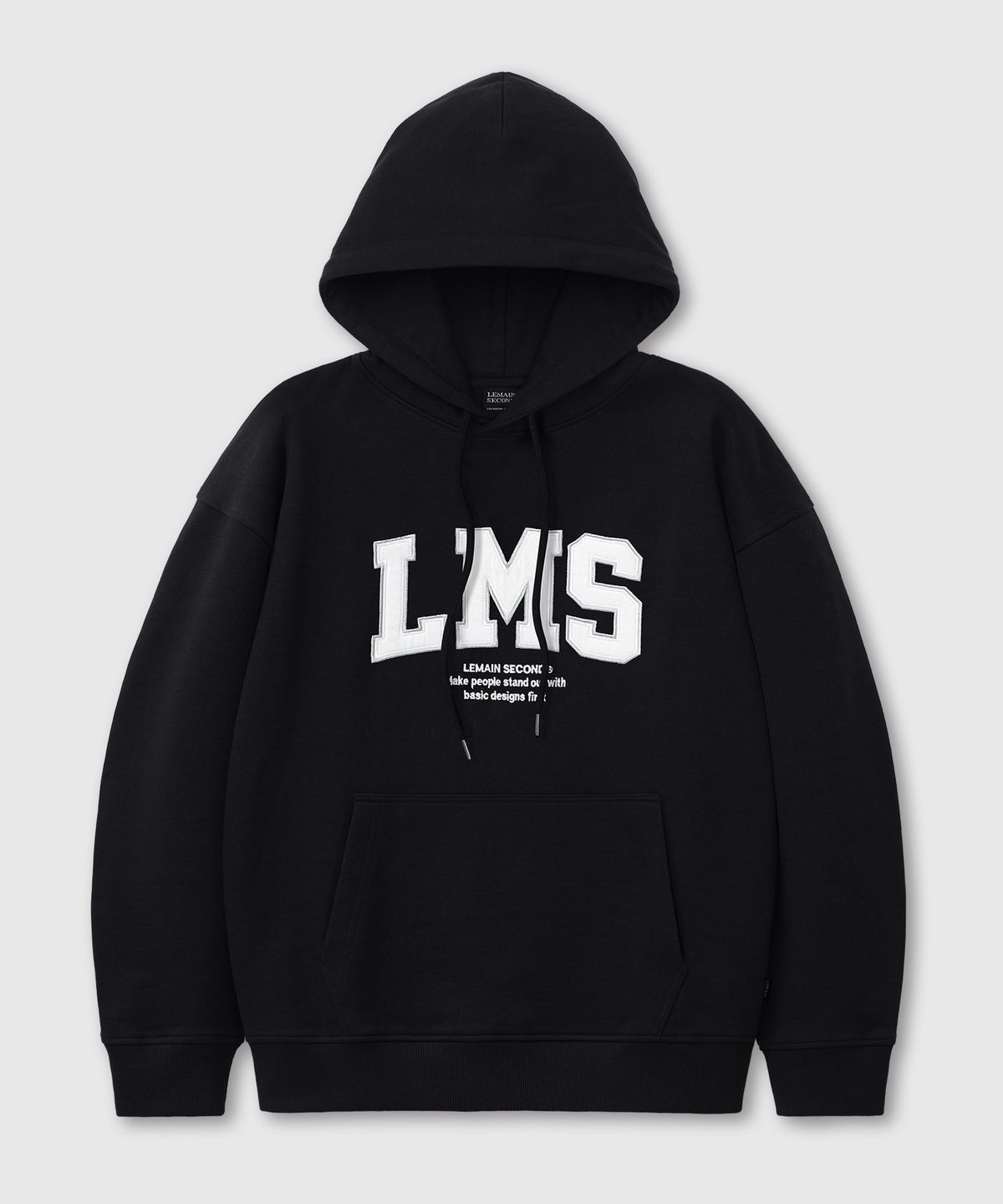 리메인세컨드(LEMAIN SECOND) 오버핏 시그니처 LMS 패치 후디 [블랙]