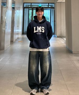 오버핏 시그니처 LMS 패치 후디 [네이비]