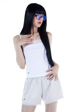 Classic Glossy Satin Mini Short_LIGHT GRAY