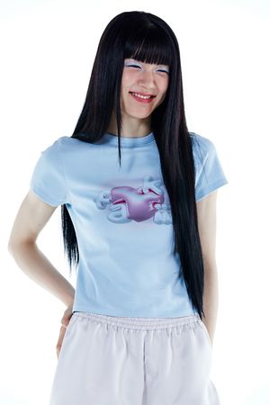Vintage Glossy Fakiii Logo T-Shirt_BABY BLUE