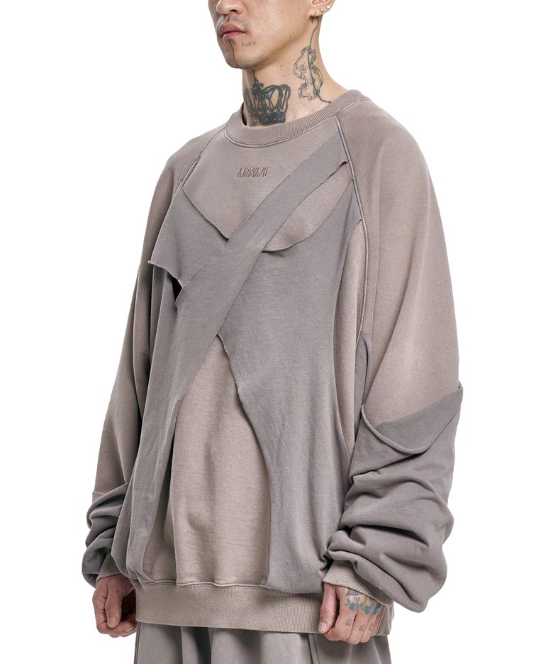 Paneled Washed Sweatshirt [DUSTY BEIGE]