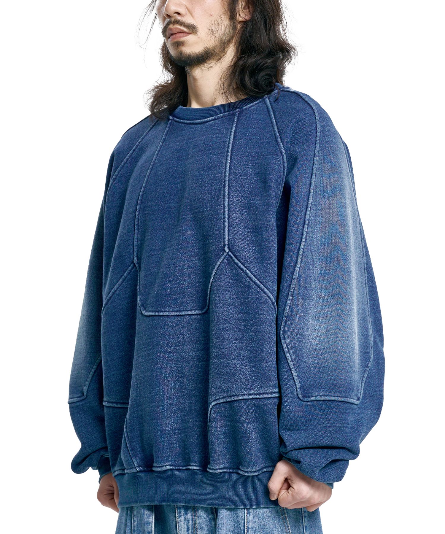 【AJO AJOBYAJO】24FW★ Paneled Denim Sweatshirt MUSINSA | AJOBYAJO Paneled Denim Sweatshirt [BLUE]