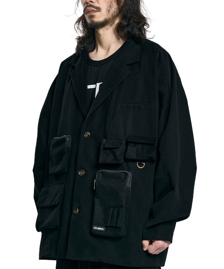 Multi Pocket Batwing Jacket [BLACK]