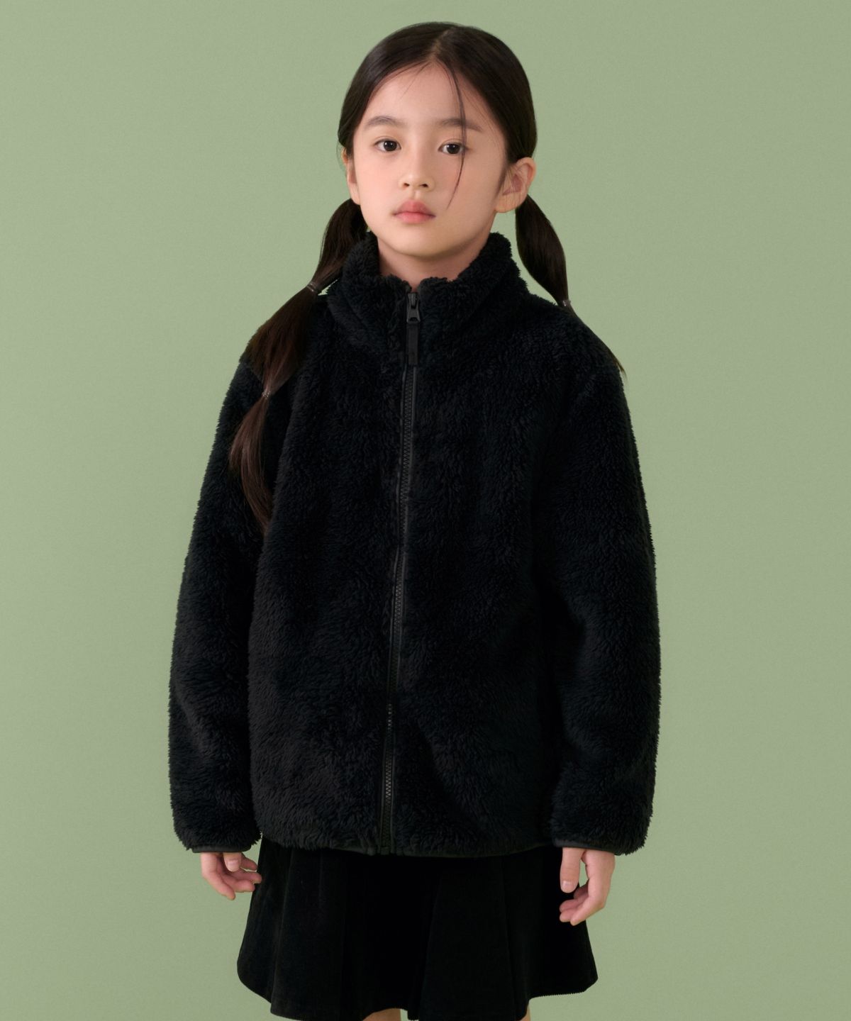 무신사 스탠다드 키즈(MUSINSA STANDARD KIDS) 샤기 플리스 집업 재킷 [블랙]