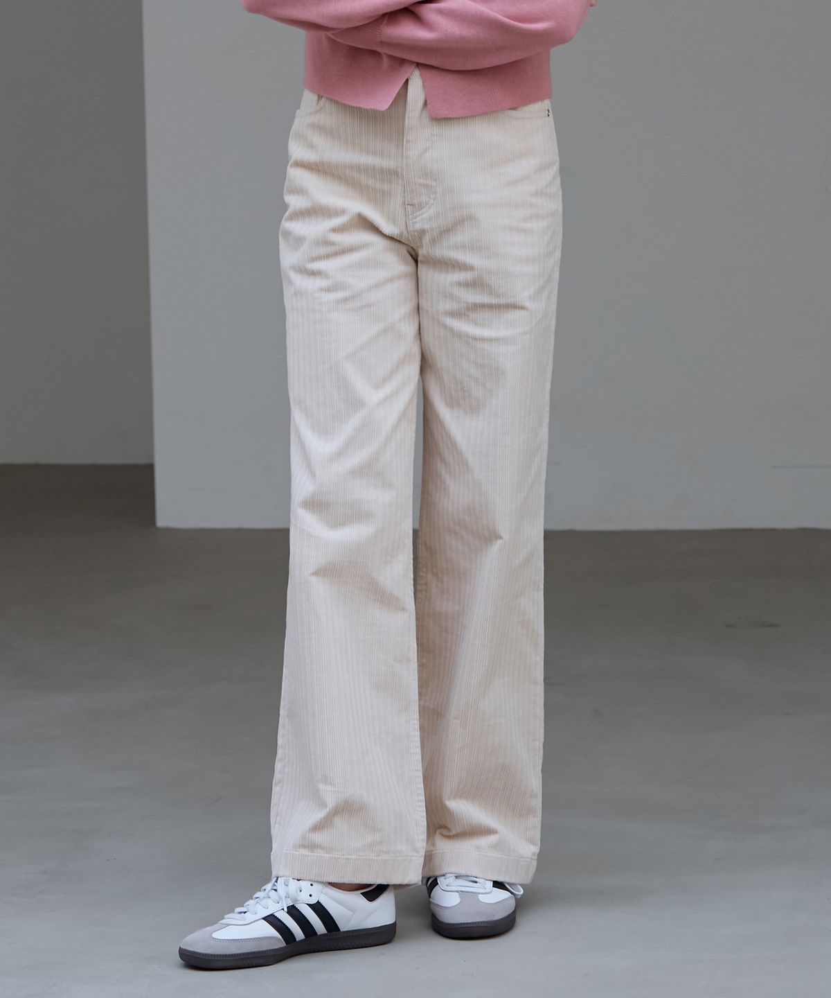 드로우핏 우먼(DRAWFIT WOMEN) 코듀로이 세미 와이드 코튼 팬츠 [CREAM]