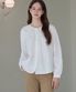 뮤트 셔링 레이스 코튼 블라우스 [WHITE]