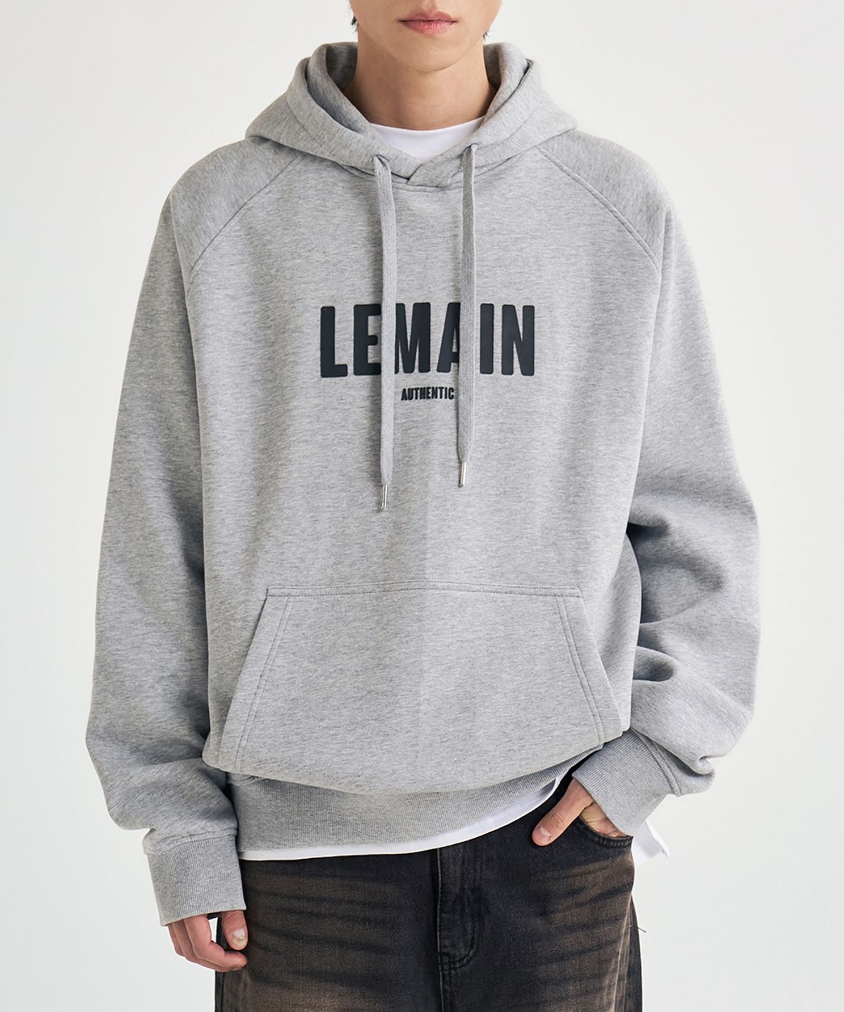 리메인세컨드(LEMAIN SECOND) 오버핏 시그니처 로고 후디 [그레이]