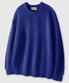 오버핏 볼륨 워셔블 크루넥 하찌 니트 [블루]