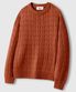 오버핏 볼륨 워셔블 크루넥 케이블 니트 [브릭]