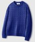 오버핏 볼륨 워셔블 크루넥 케이블 니트 [블루]