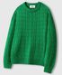 오버핏 볼륨 워셔블 크루넥 케이블 니트 [그린]
