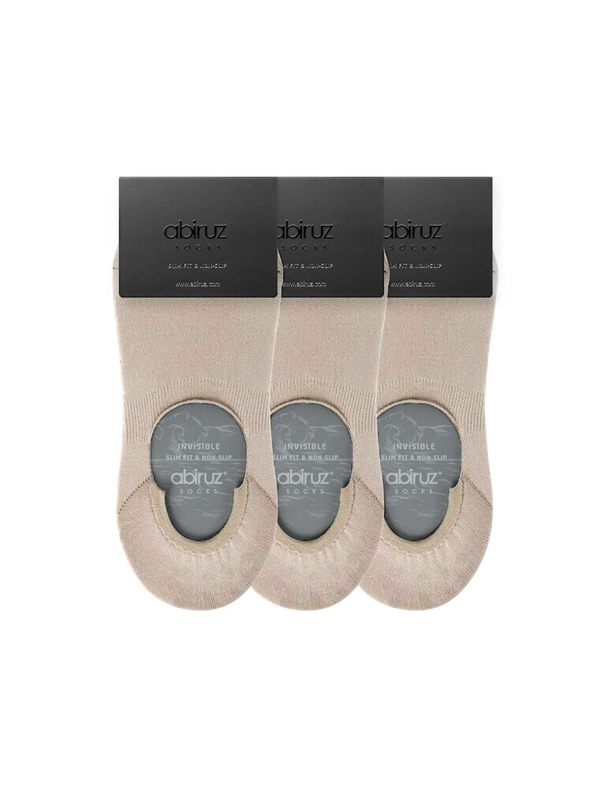 아비루즈(ABIRUZ) 남성용 Cool Air-Skin 논슬립 페이크삭스 베이지 3 PACK