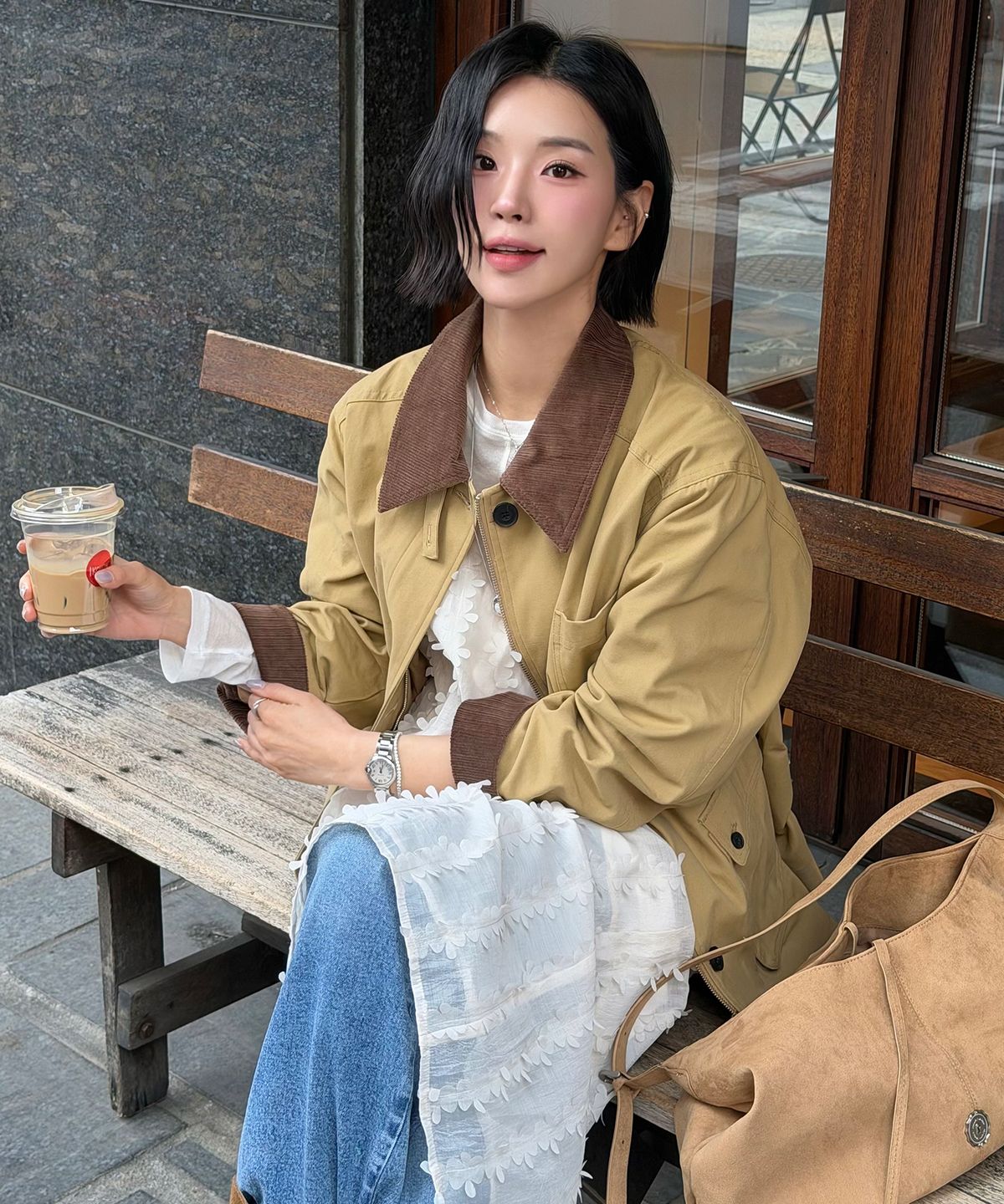 드로우핏 우먼(DRAWFIT WOMEN) 코튼 하프 워크 자켓 [BEIGE]