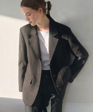 다이애그널 브러시 울른 싱글 블레이저 [COAL BLACK]