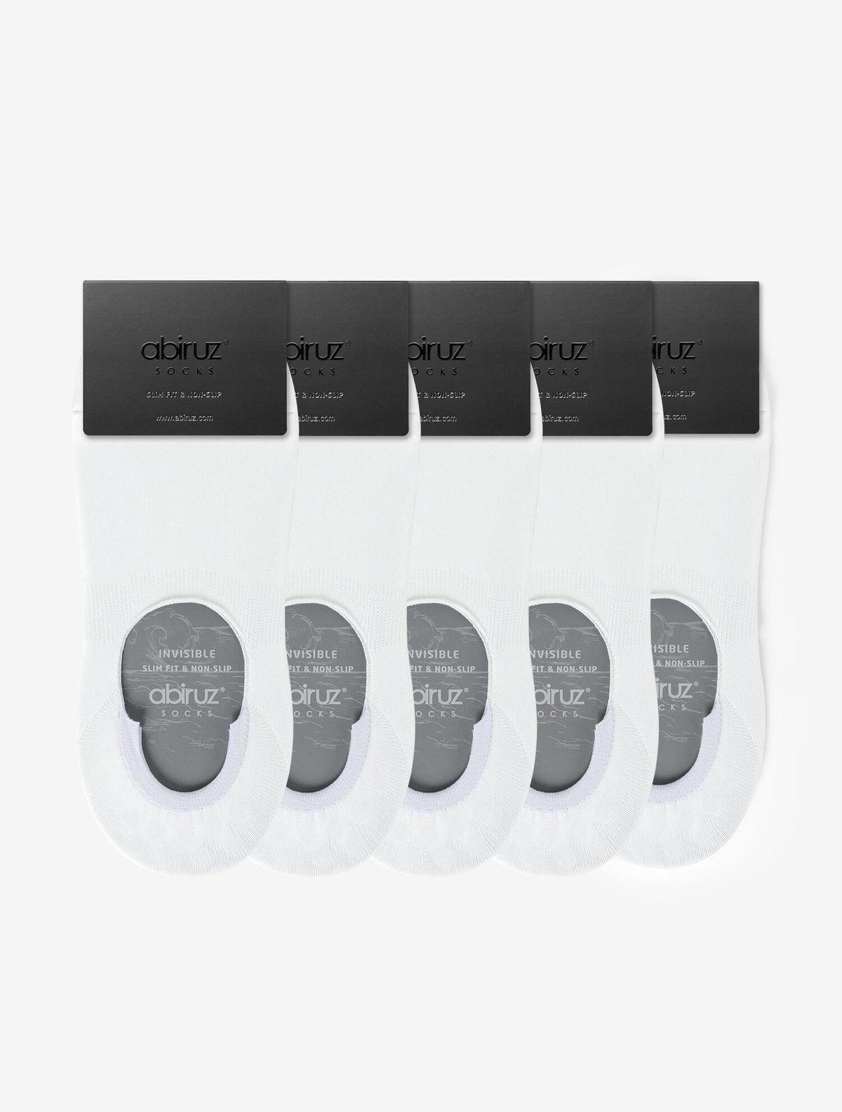 아비루즈(ABIRUZ) 남성용 Cool Air-Skin 논슬립 페이크삭스 화이트 5 PACK