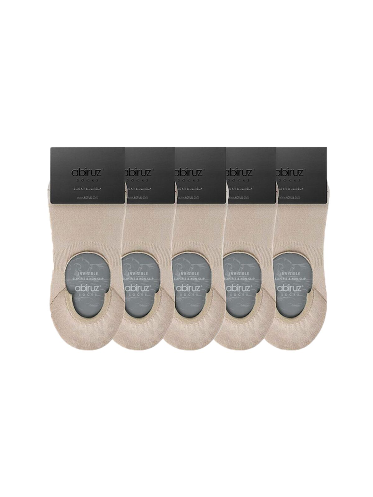 아비루즈(ABIRUZ) 남성용 Cool Air-Skin 논슬립 페이크삭스 베이지 5 PACK