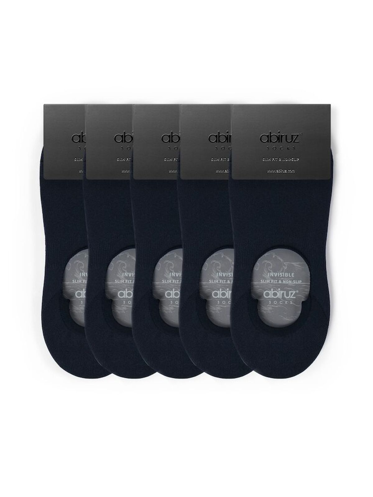 아비루즈(ABIRUZ) 남성용 Cool Air-Skin 논슬립 페이크삭스 네이비 5 PACK