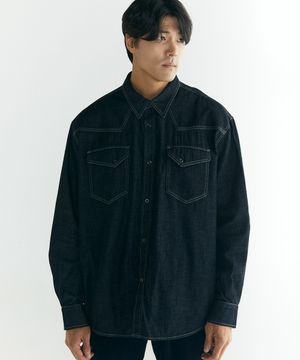 [빅사이즈]웨스트사이드 데님 셔츠 블랙