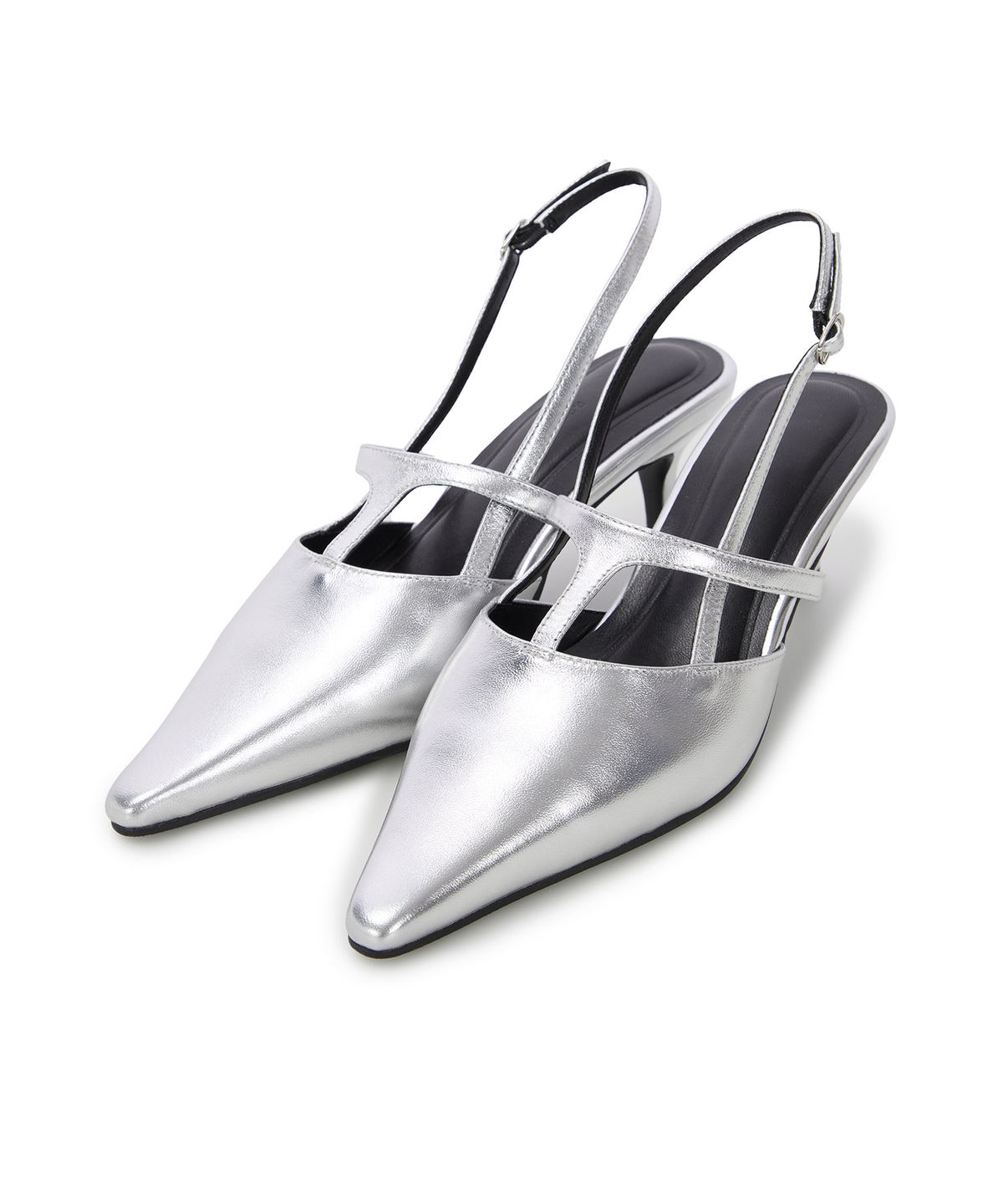 르쿠어에쿠어(RECUR ECUR) T-strap slingback Silver